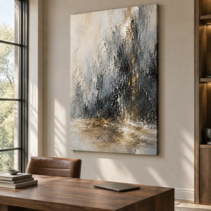 SILVER RAINFALL — Office, frameless stretched canvas