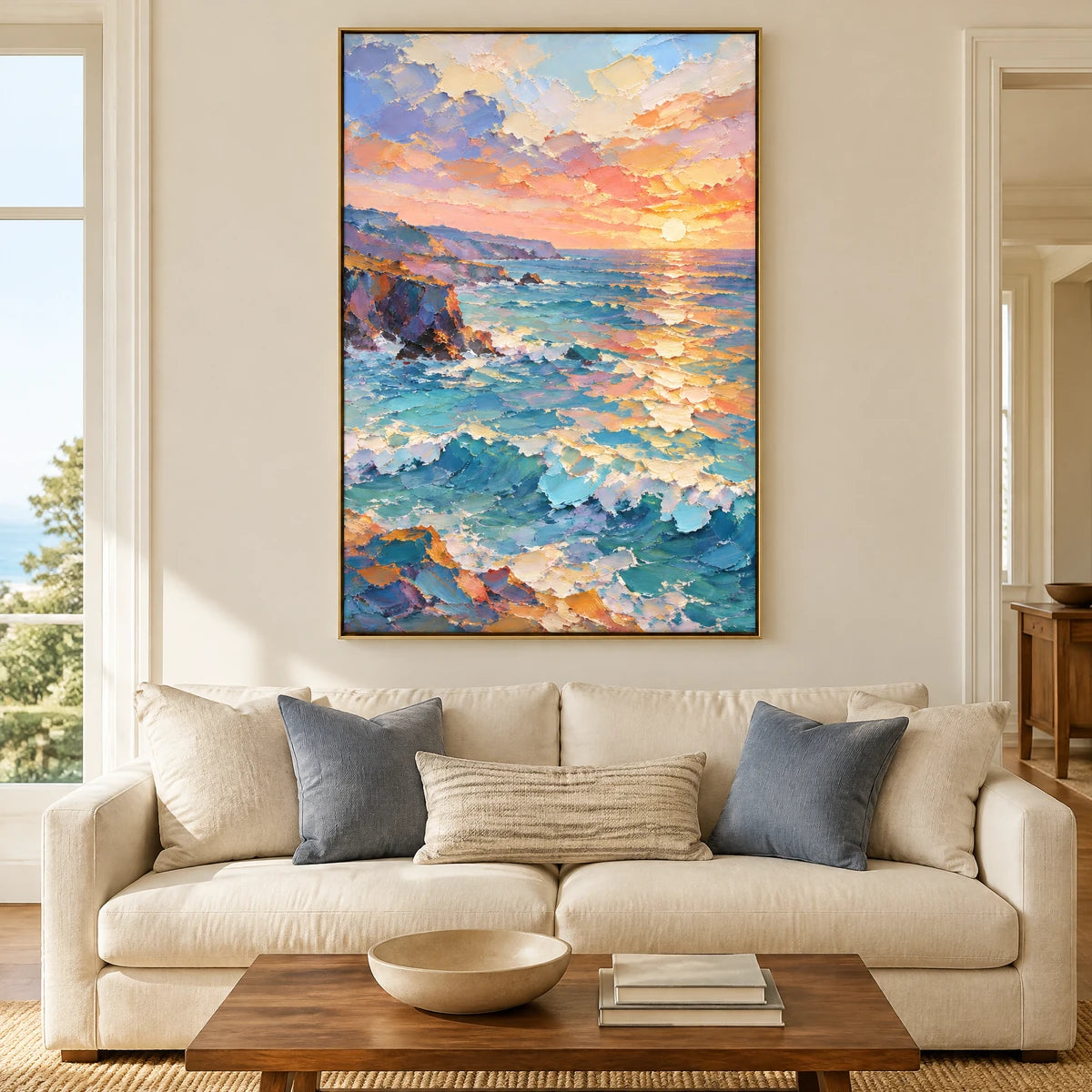 TIDAL SUNSET — Living room, gold frame
