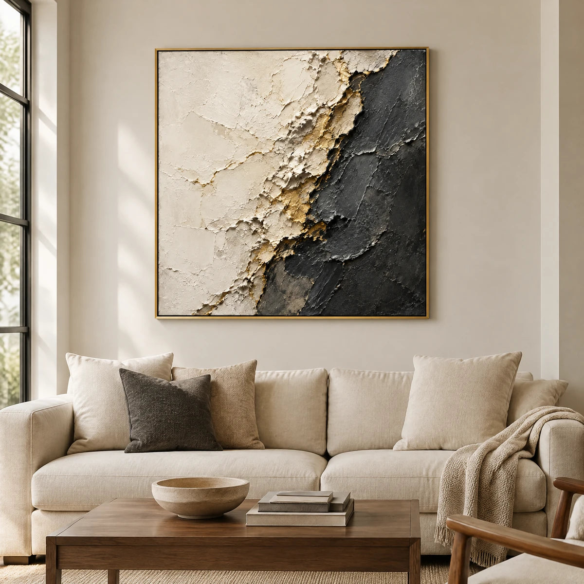 QUIET FAULTLINE — Living room, gold frame