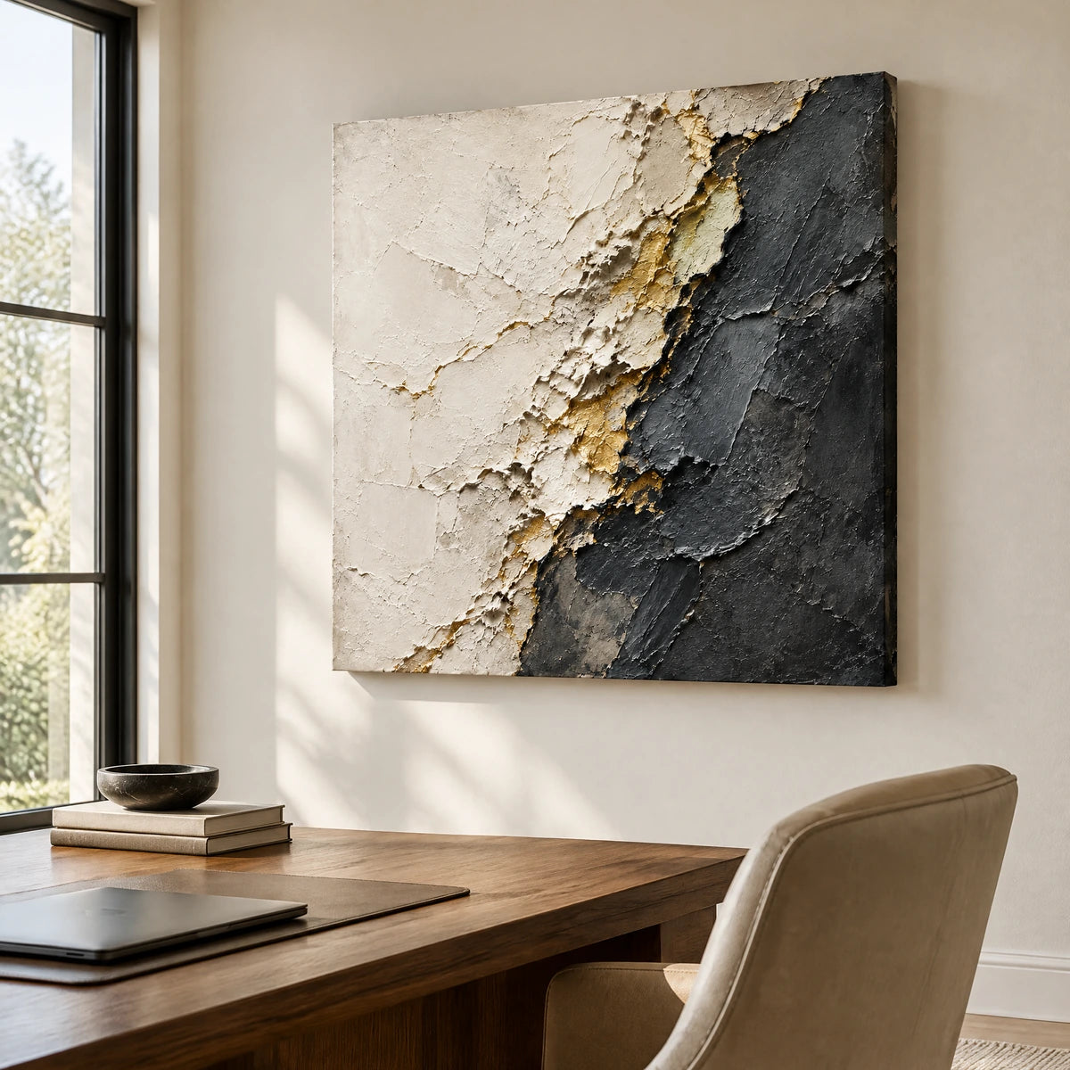 QUIET FAULTLINE — Office, frameless stretched canvas
