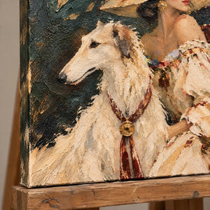 VELVET COMPANION — Texture detail on an easel, no outer frame