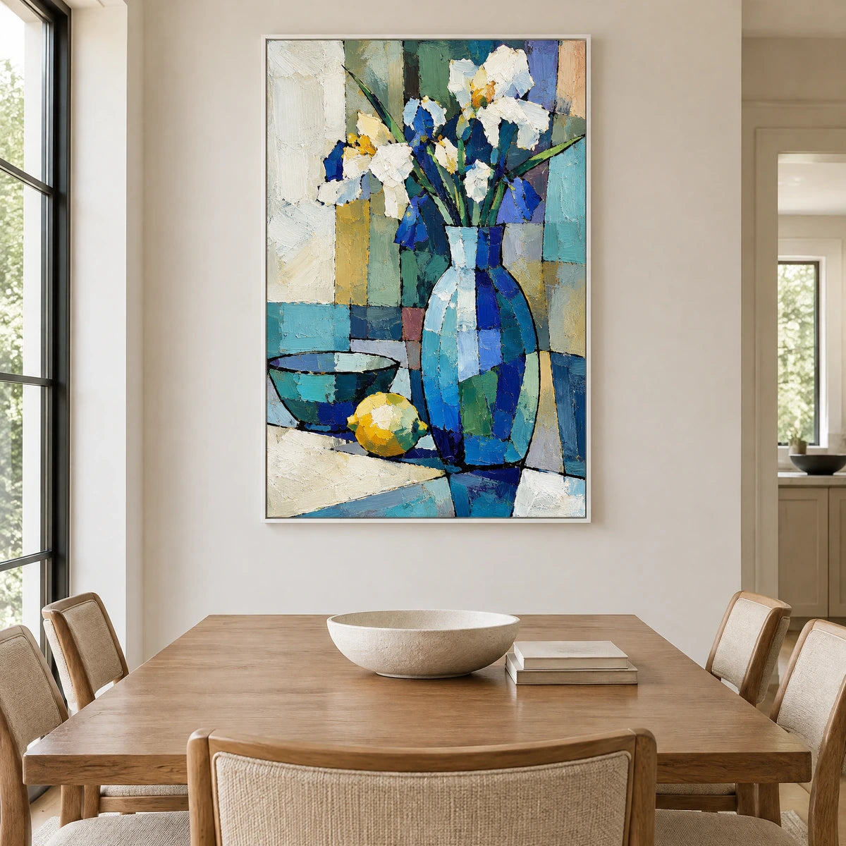 BLUE VESSEL — Dining room, white frame