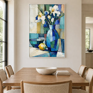 BLUE VESSEL — Dining room, white frame