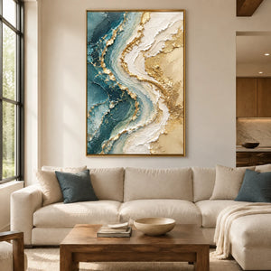 TIDAL RIBBON — Living room, gold frame