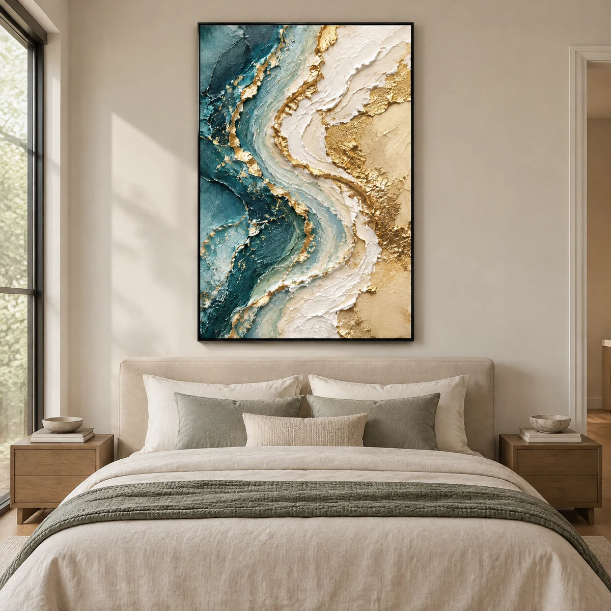 TIDAL RIBBON — Bedroom, black frame