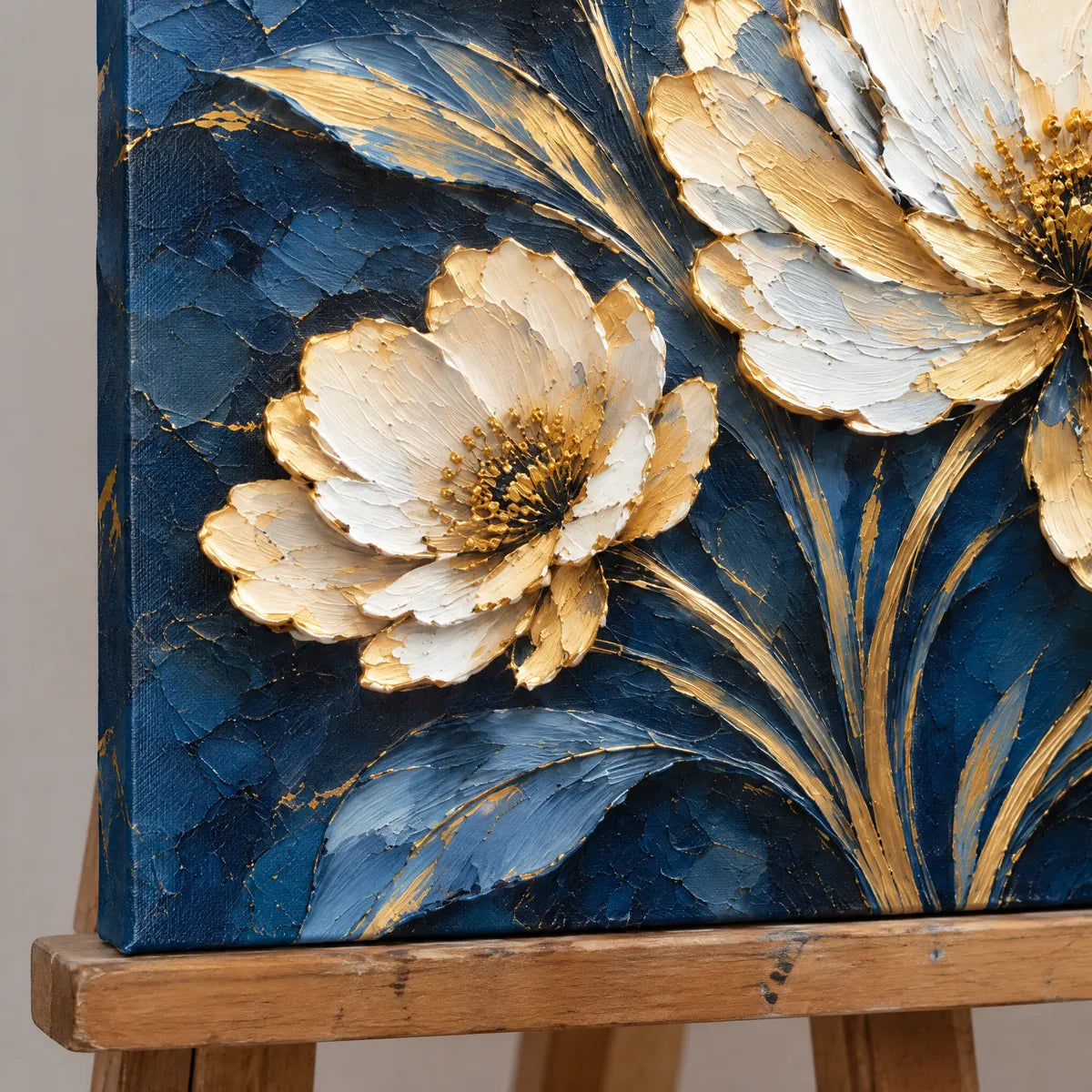 MIDNIGHT BLOSSOM — Texture detail on an easel, no outer frame