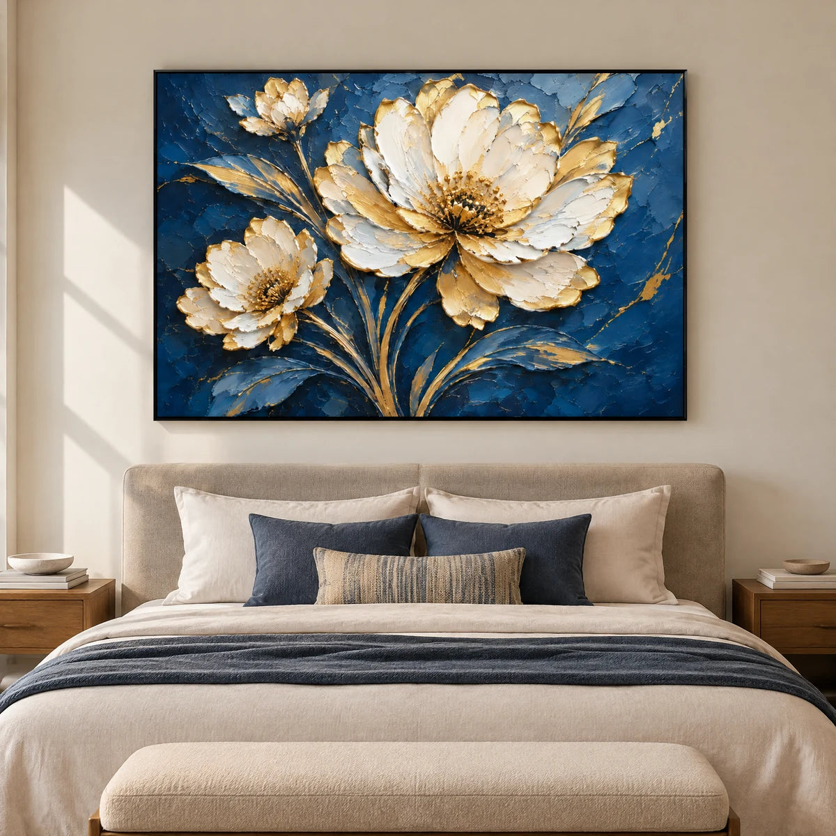 MIDNIGHT BLOSSOM — Bedroom, black frame
