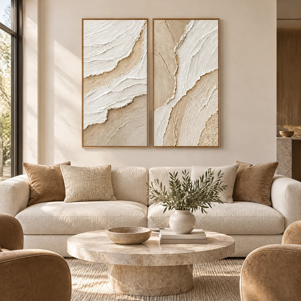SOFT CONTOURS — Hotel, natural wood frame