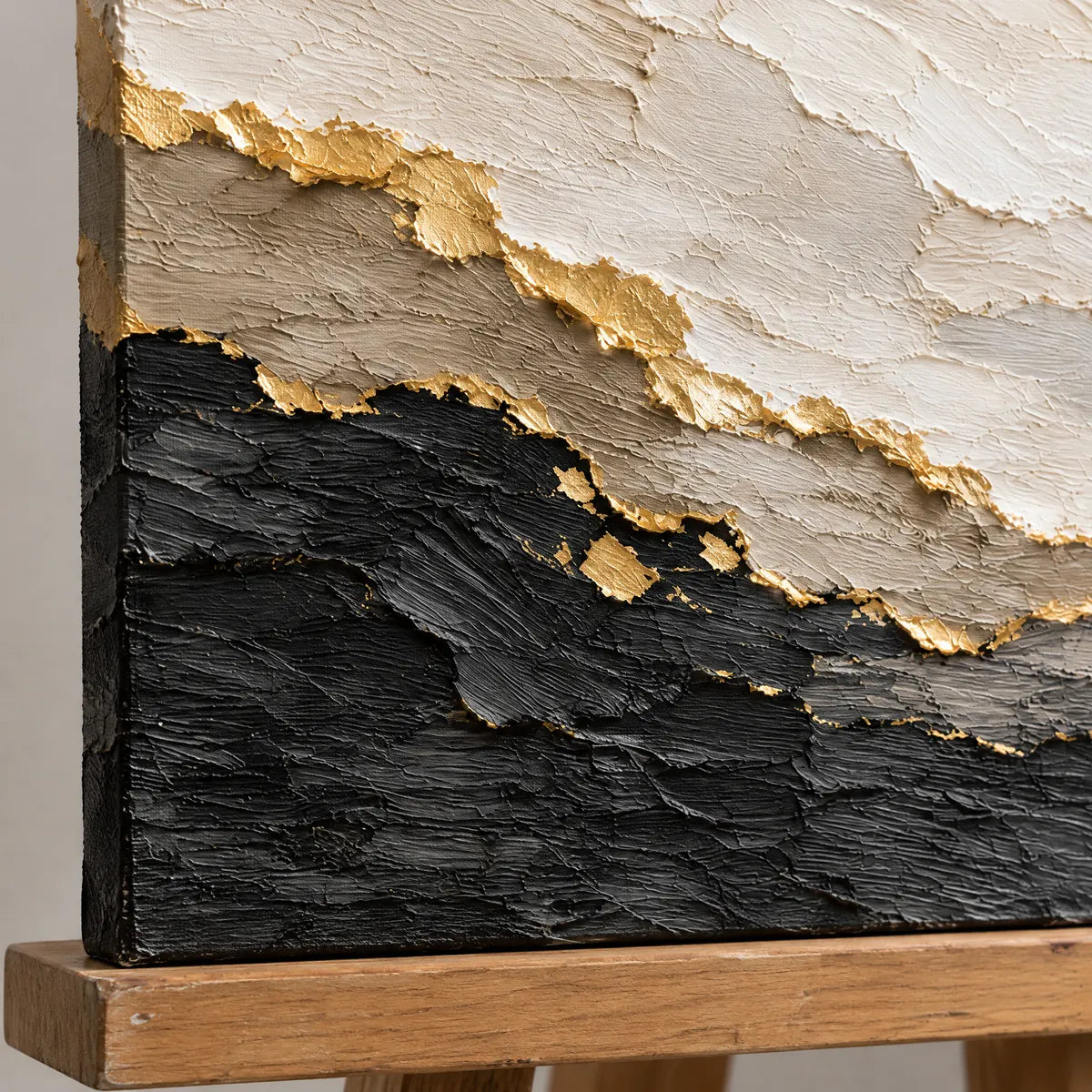 GILDED DIVIDE — Texture detail on an easel, no outer frame