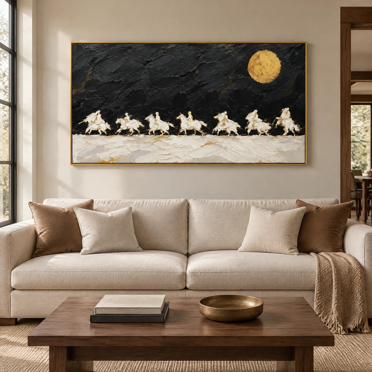 MOONLIT GALLOP — Living room, gold frame