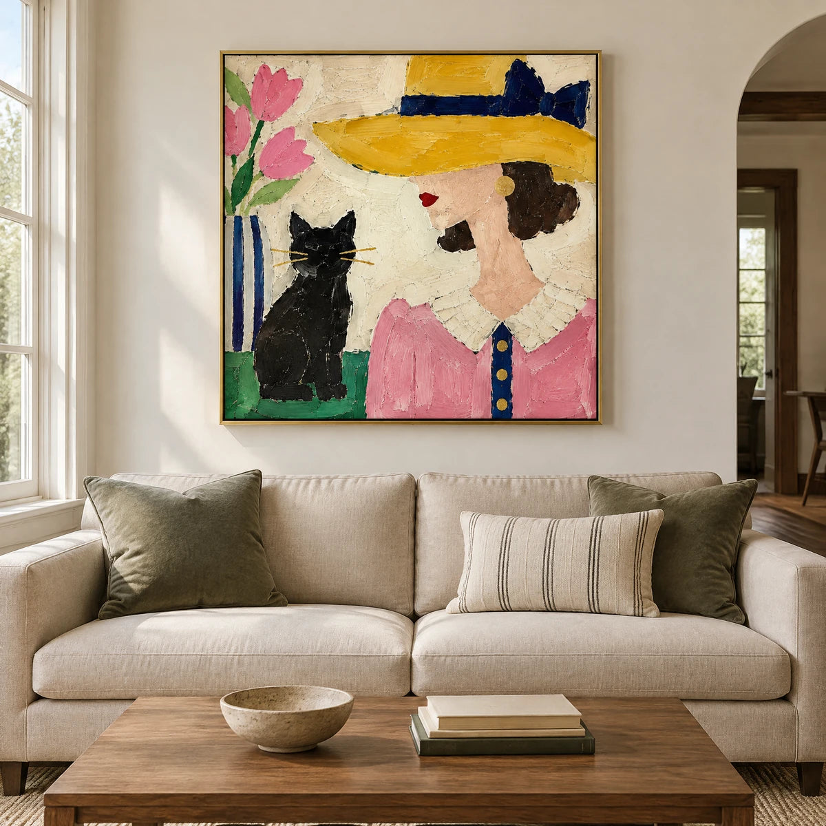 HAT AND WHISKERS — Living room, gold frame