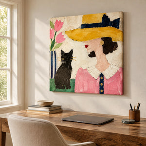 HAT AND WHISKERS — Office, frameless stretched canvas
