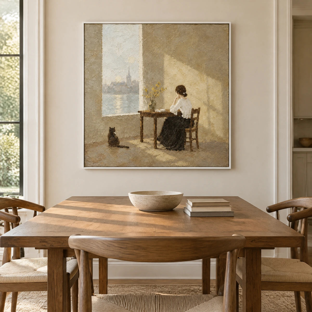 WINDOW REVERIE — Dining room, white frame