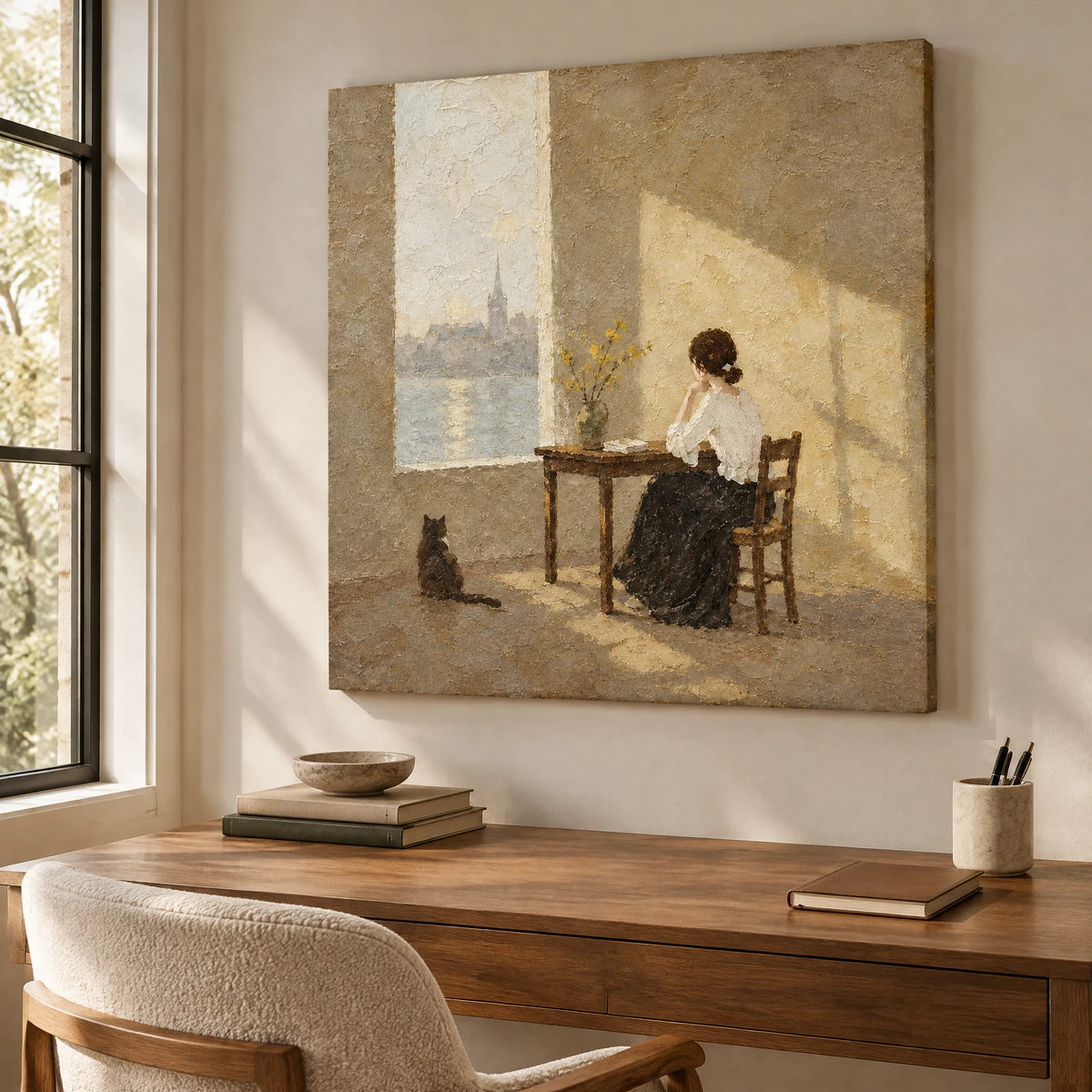 WINDOW REVERIE — Office, frameless stretched canvas