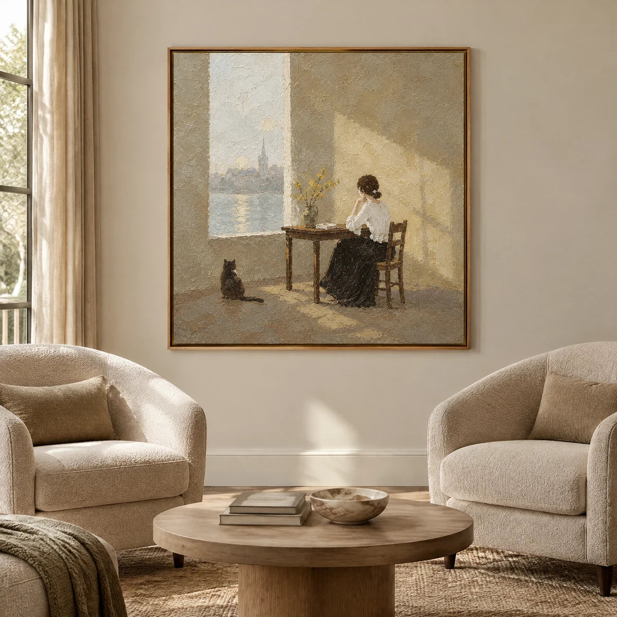WINDOW REVERIE — Hotel, natural wood frame