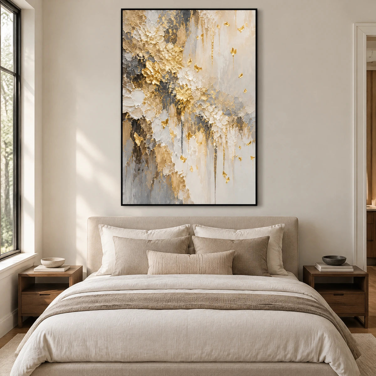 GILDED PETALS — Bedroom, black frame