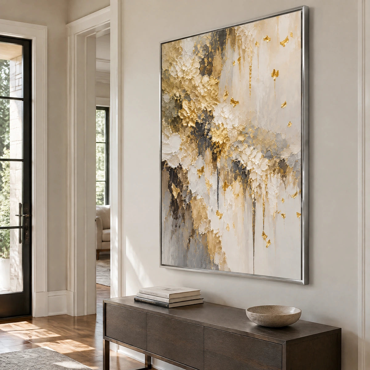 GILDED PETALS — Hallway, silver frame