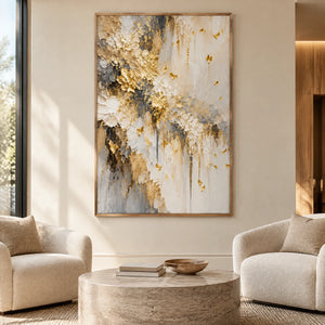 GILDED PETALS — Hotel, natural wood frame