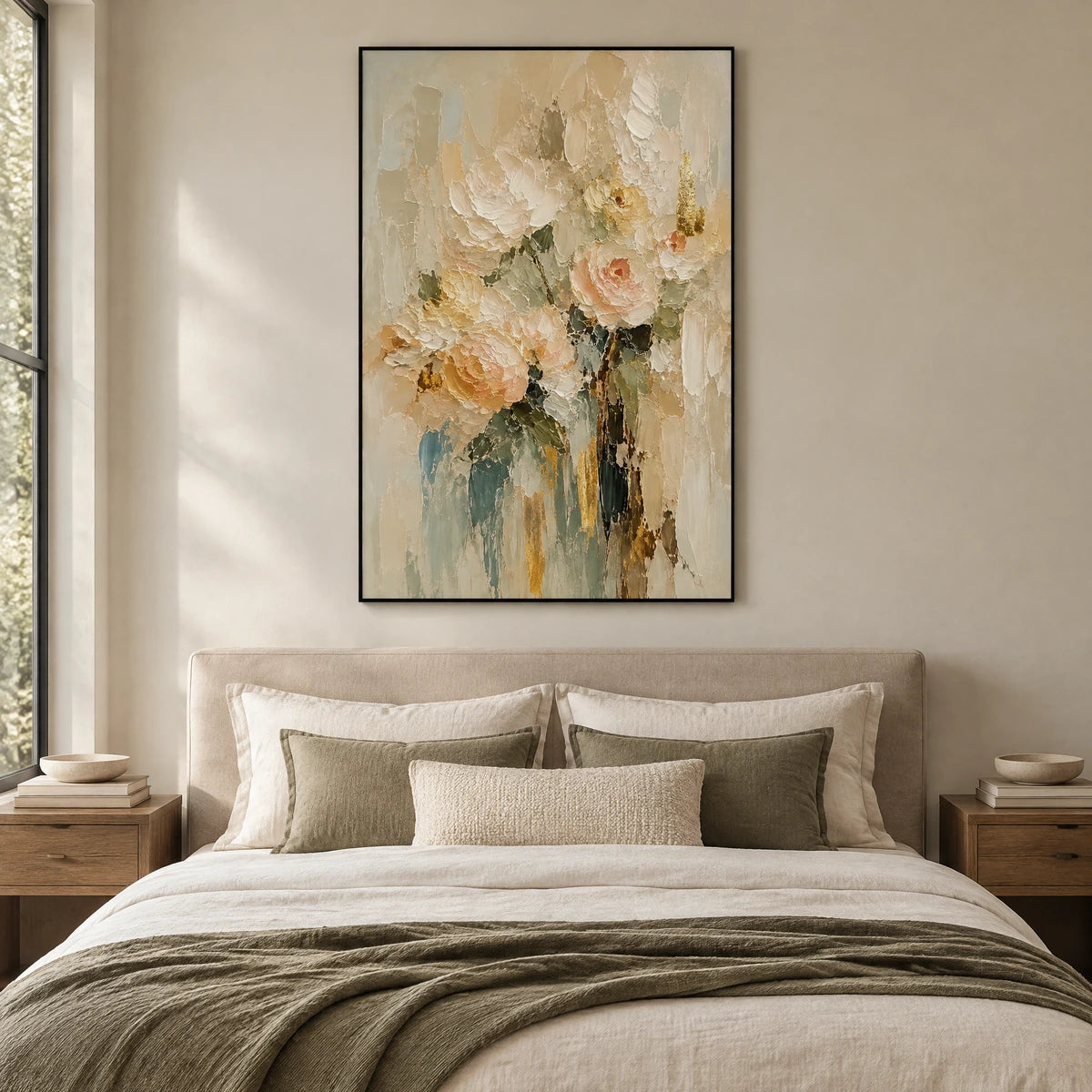 BLUSH STILLNESS — Bedroom, black frame