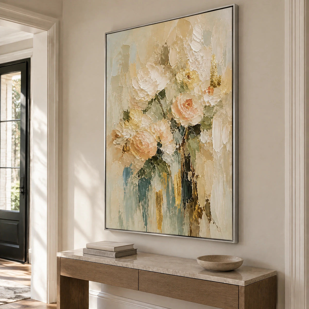 BLUSH STILLNESS — Hallway, silver frame