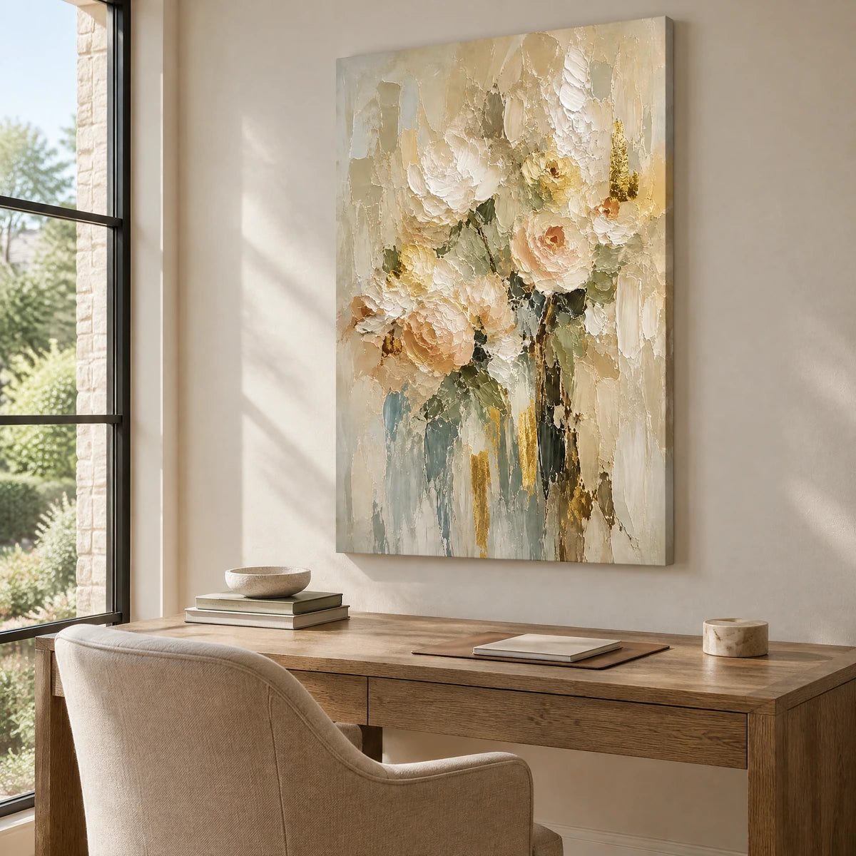 BLUSH STILLNESS — Office, frameless stretched canvas