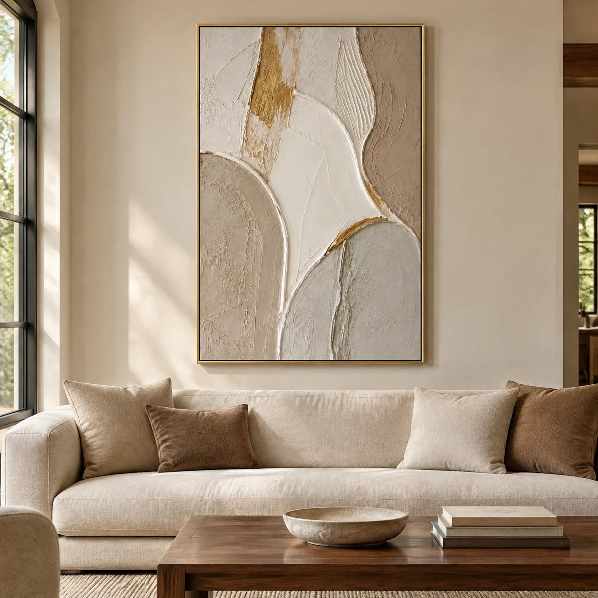 FOLDED SILENCE — Living room, gold frame