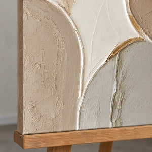 FOLDED SILENCE — Texture detail on an easel, no outer frame