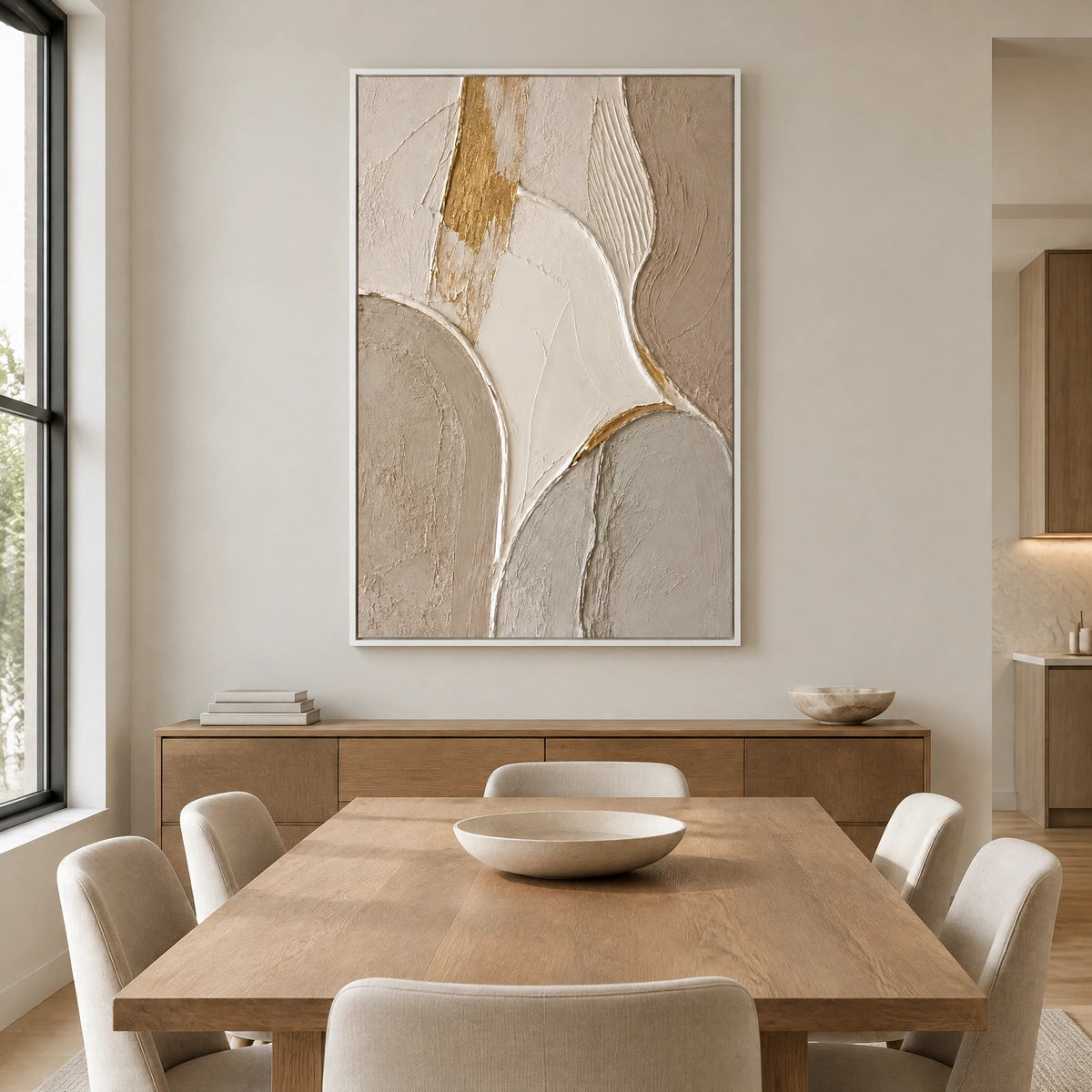 FOLDED SILENCE — Dining room, white frame