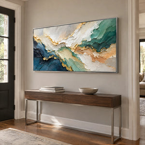 AZURE FRACTURES — Hallway, silver frame