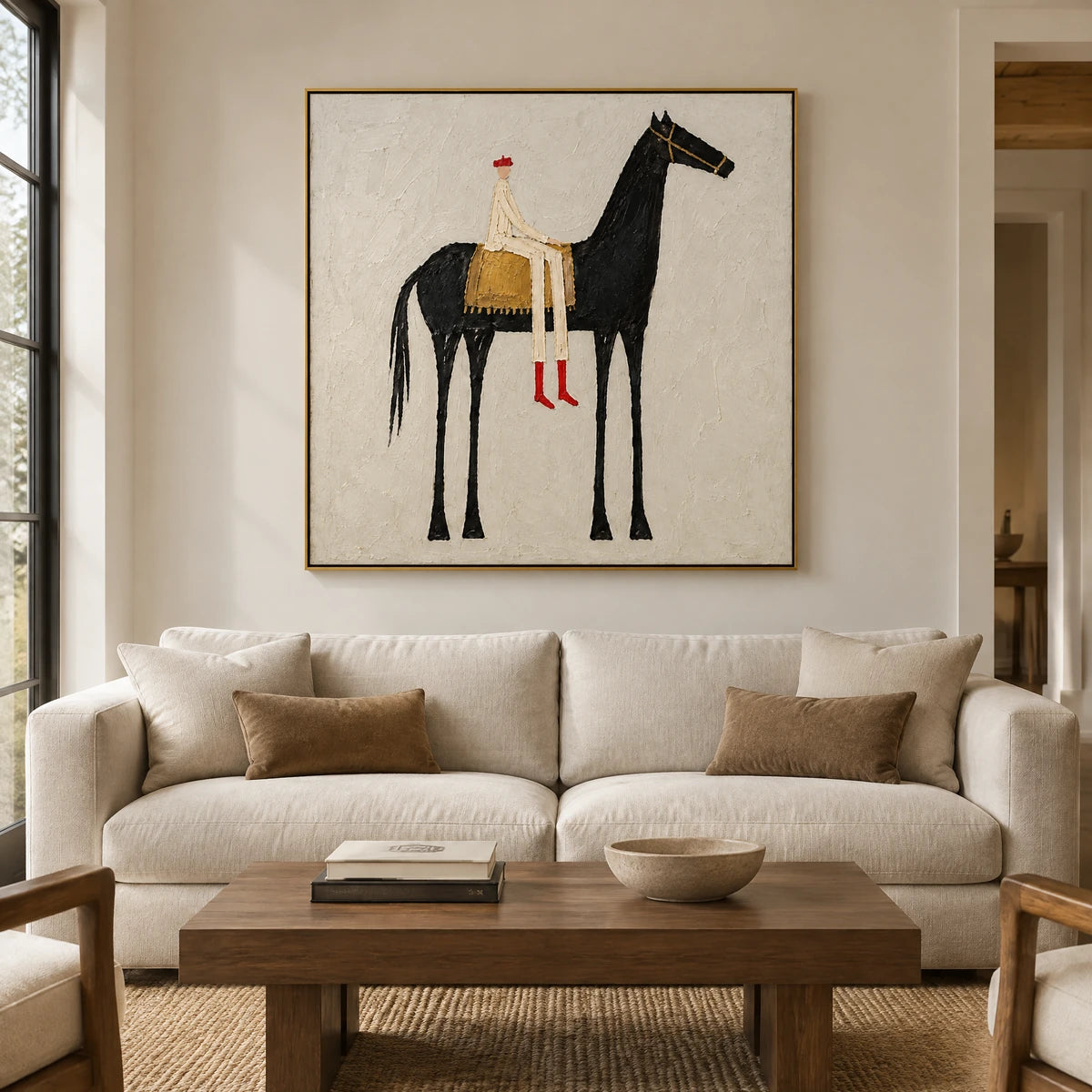 THE SCARLET RIDER — Living room, gold frame