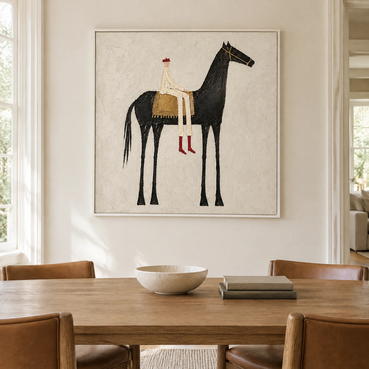THE SCARLET RIDER — Dining room, white frame