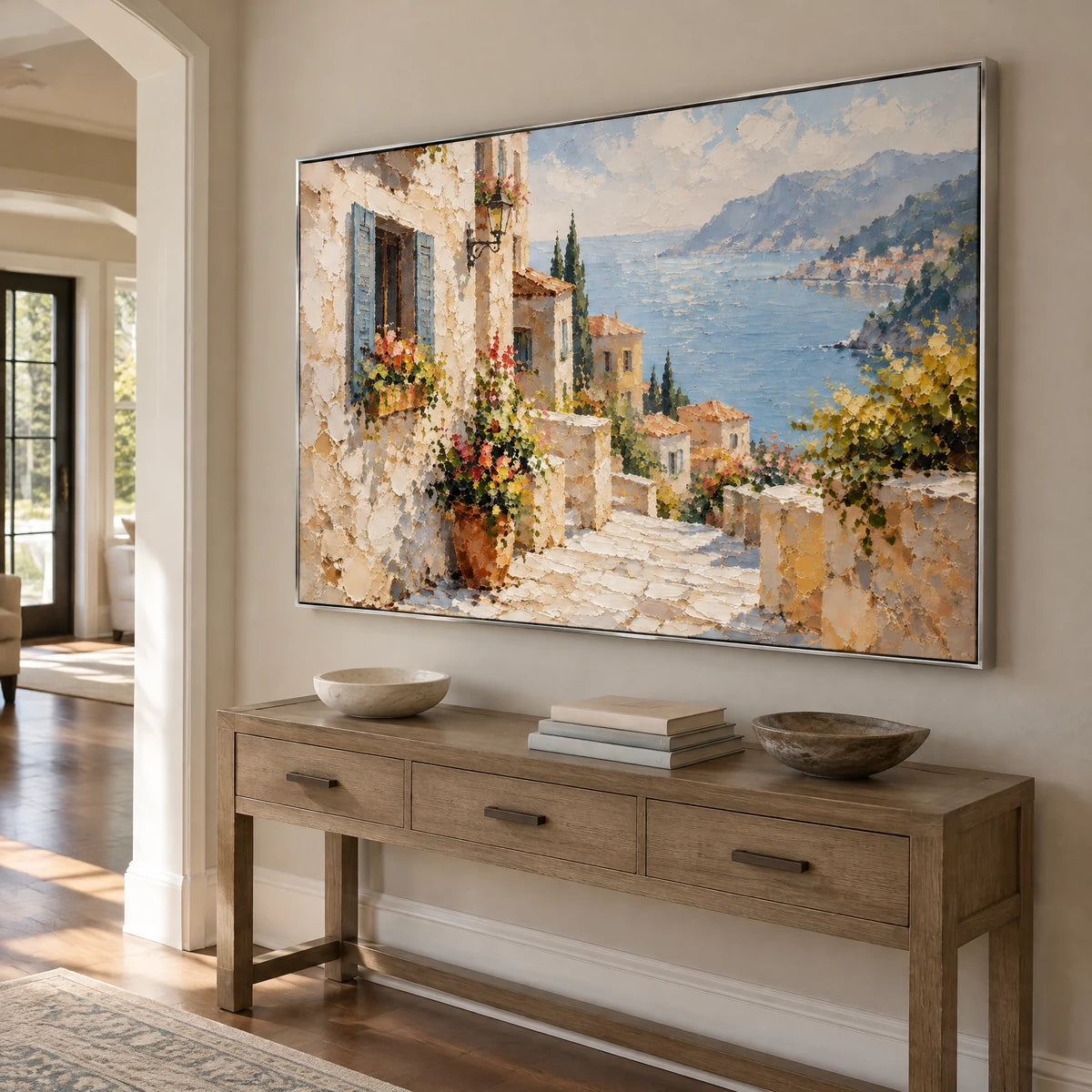STEPS TO THE WATER — Hallway, silver frame