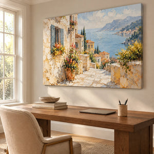 STEPS TO THE WATER — Office, frameless stretched canvas