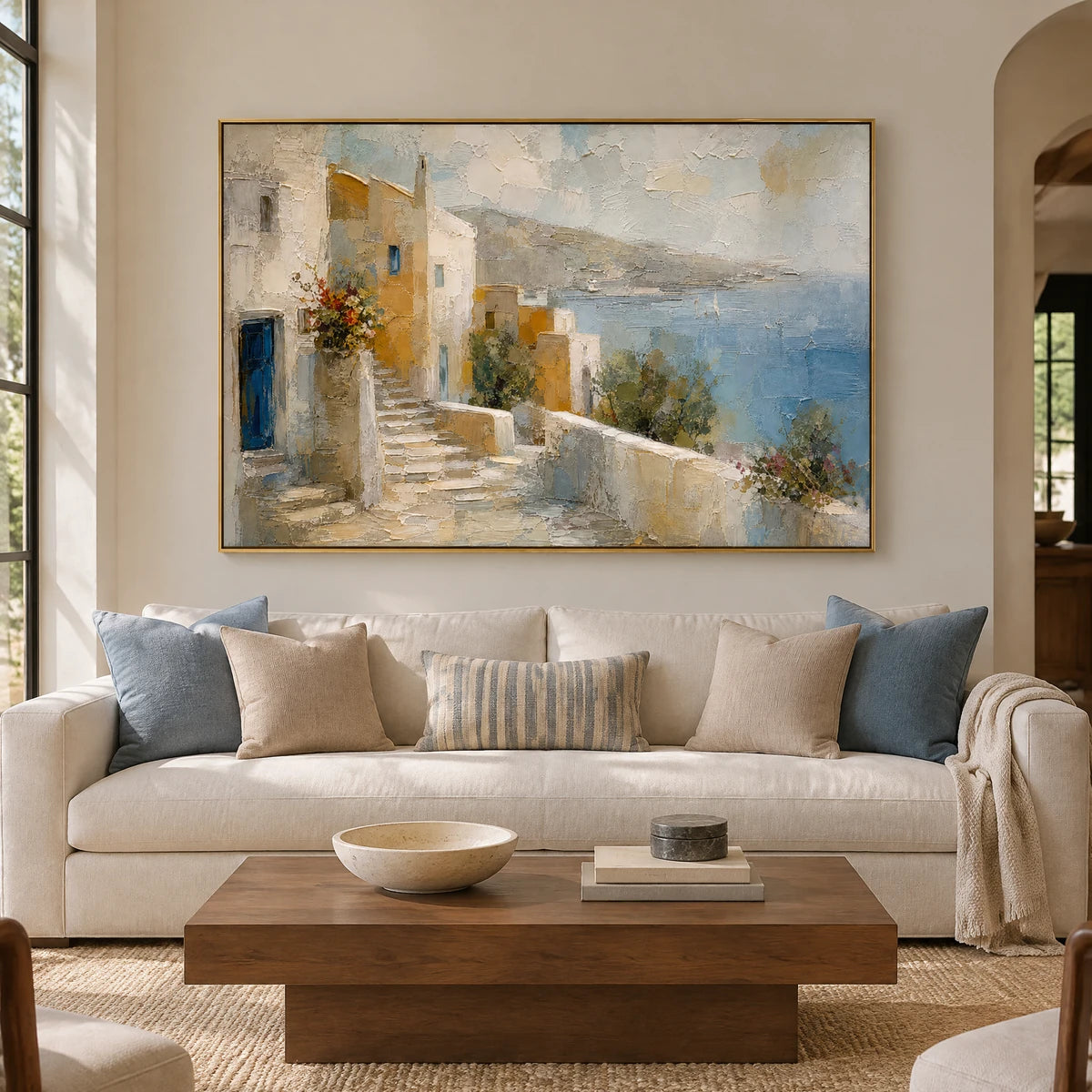 HARBORSIDE PASSAGE — Living room, gold frame