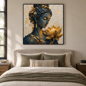 LOTUS CONTEMPLATION — Bedroom, black frame