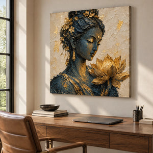 LOTUS CONTEMPLATION — Office, frameless stretched canvas