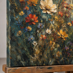 DUSK GARDEN — Texture detail on an easel, no outer frame