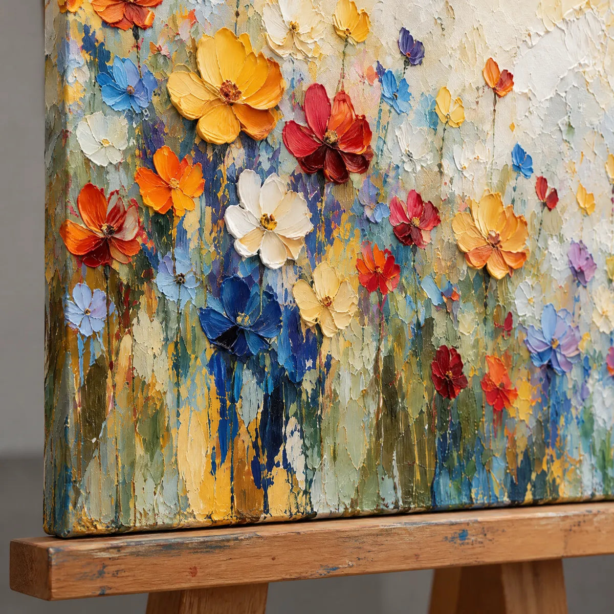 BLOOMING SPECTRUM — Texture detail on an easel, no outer frame