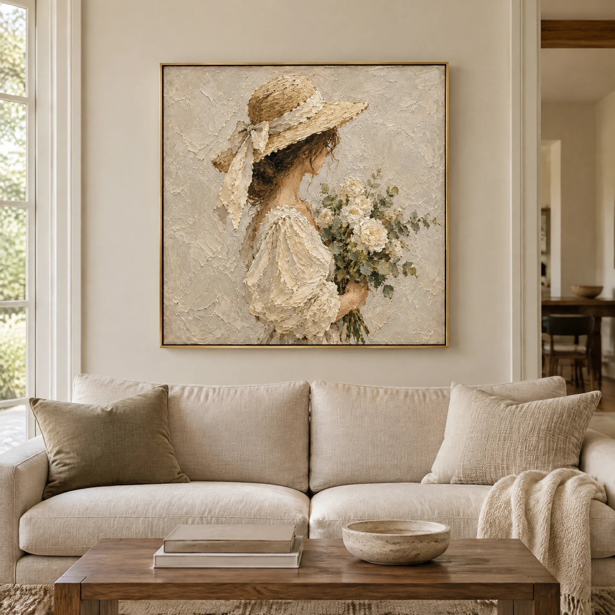 GATHERED LIGHT — Living room, gold frame