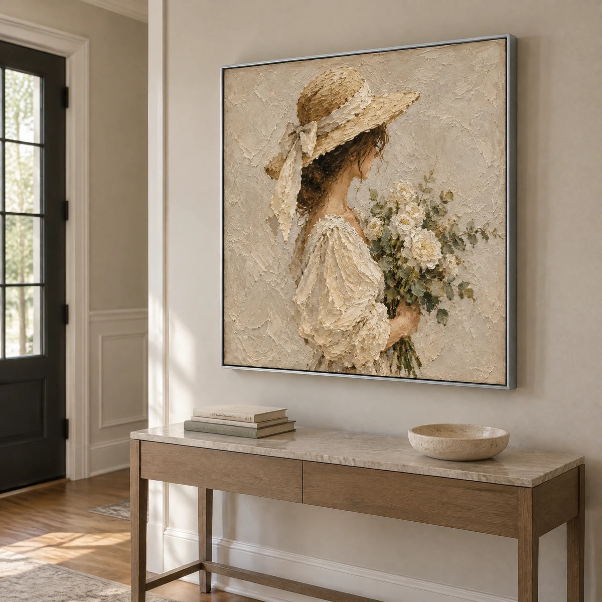 GATHERED LIGHT — Hallway, silver frame