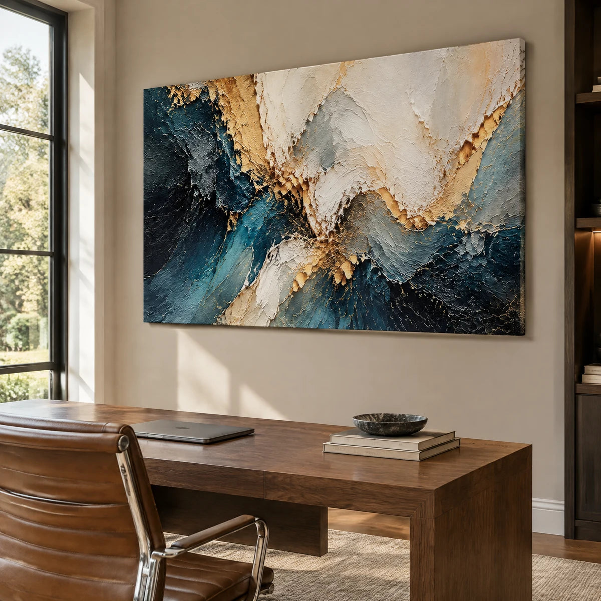 AZURE SEAM — Office, frameless stretched canvas