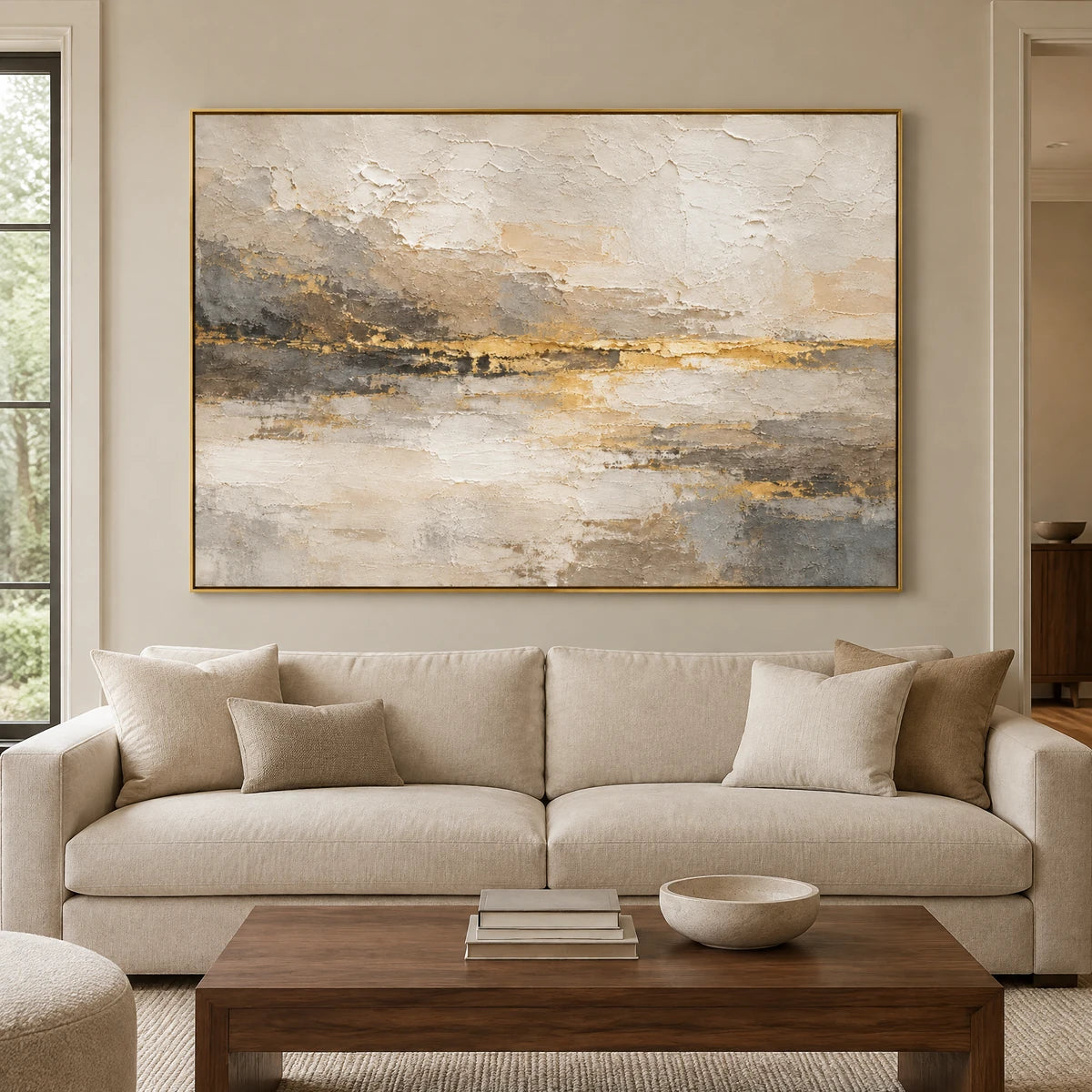 VEILED HORIZON — Living room, gold frame