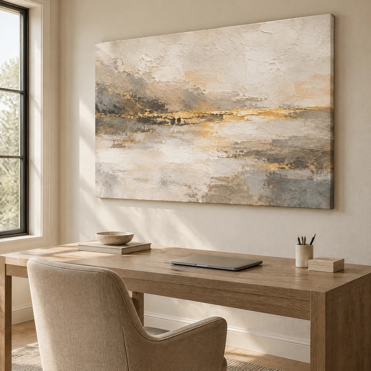 VEILED HORIZON — Office, frameless stretched canvas