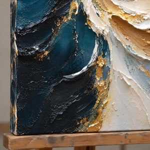 TURNING TIDE — Texture detail on an easel, no outer frame
