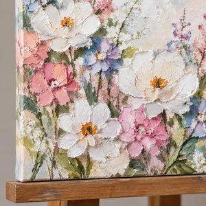 PETAL TAPESTRY — Texture detail on an easel, no outer frame