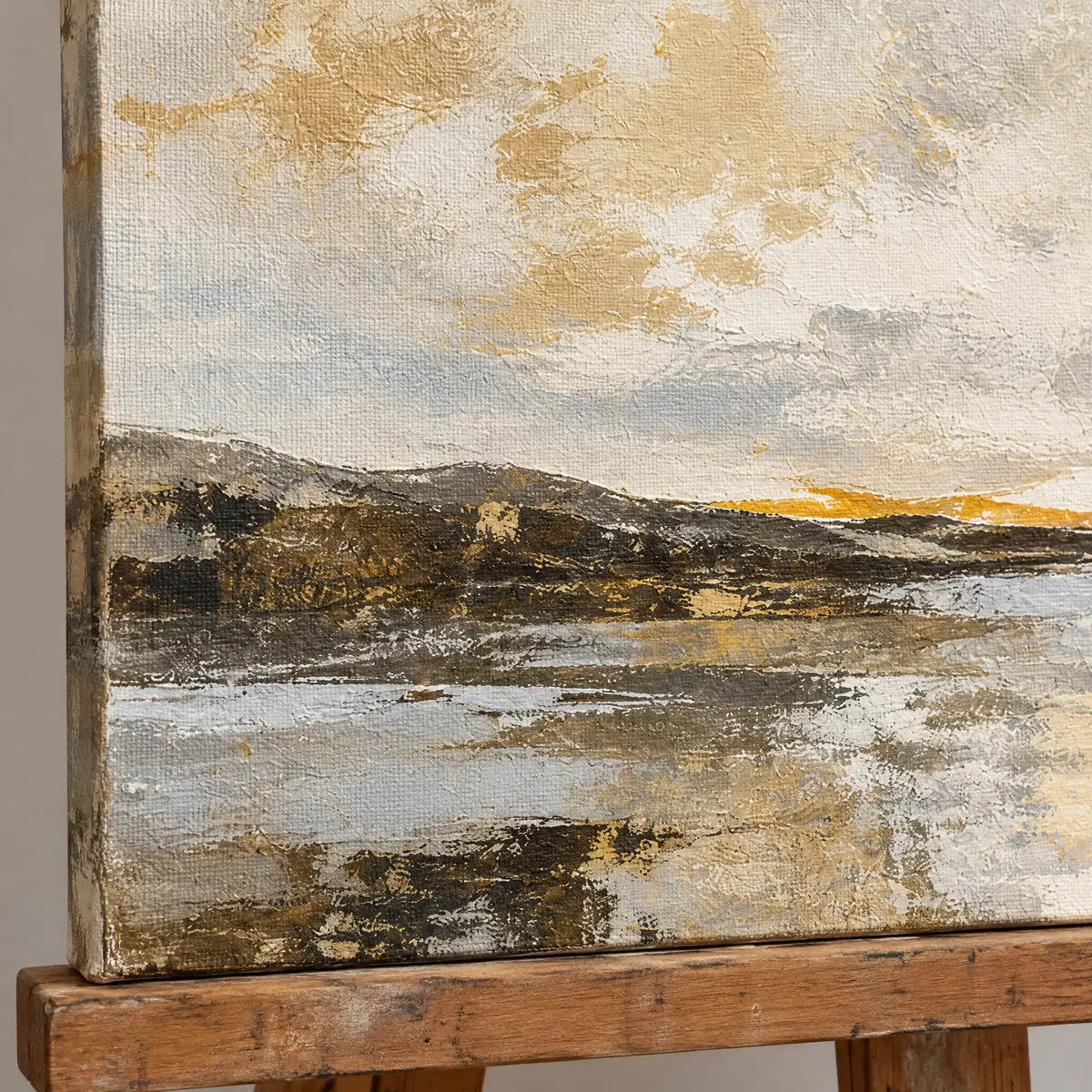 DISTANT QUIET — Texture detail on an easel, no outer frame