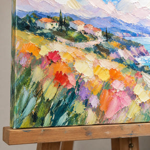SEASIDE COLORFIELD — Texture detail on an easel, no outer frame