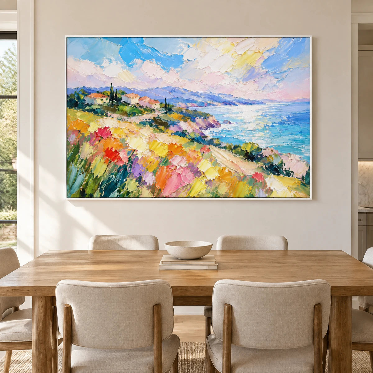 SEASIDE COLORFIELD — Dining room, white frame