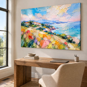 SEASIDE COLORFIELD — Office, frameless stretched canvas