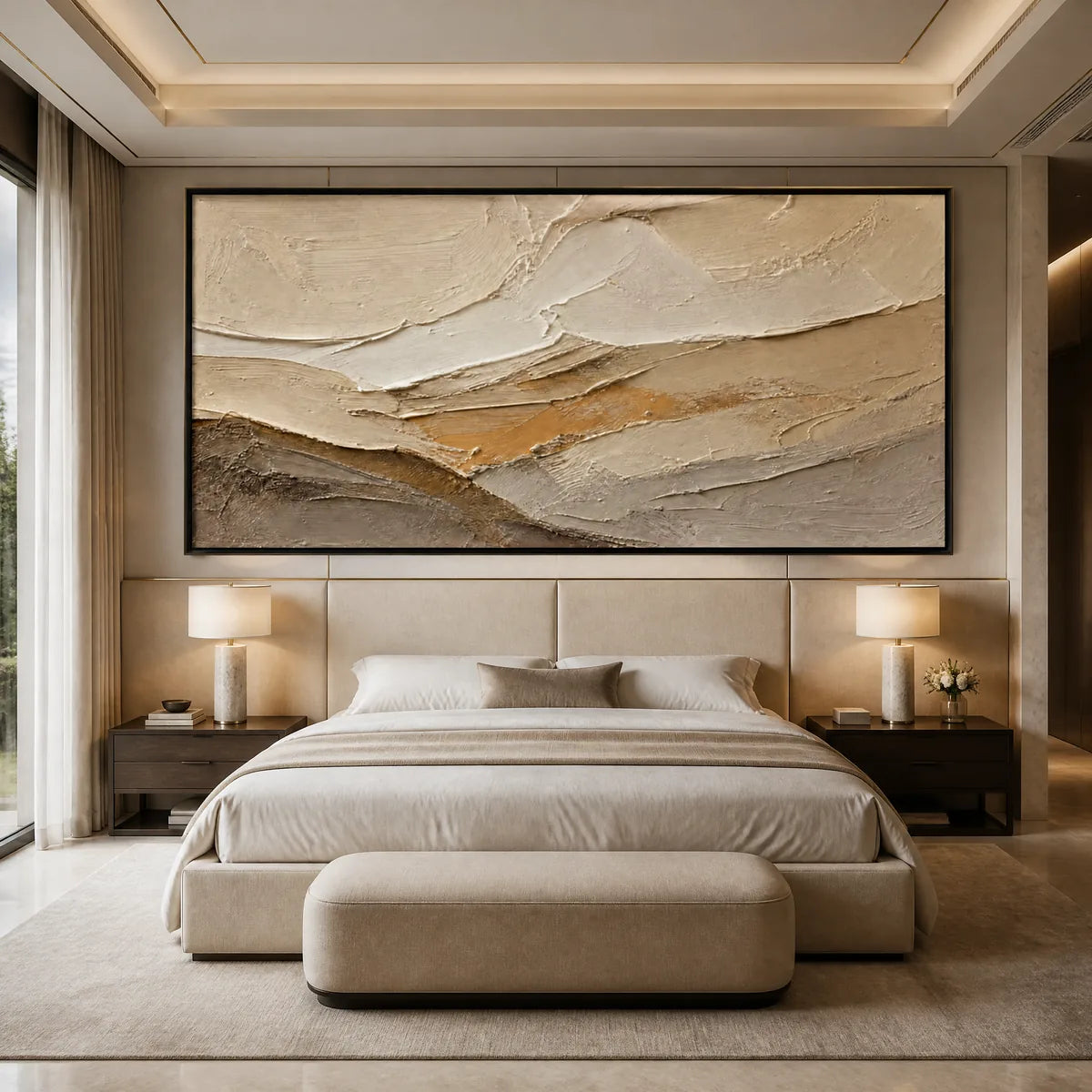 PALE RIDGE: Beige White Mountain Abstract
